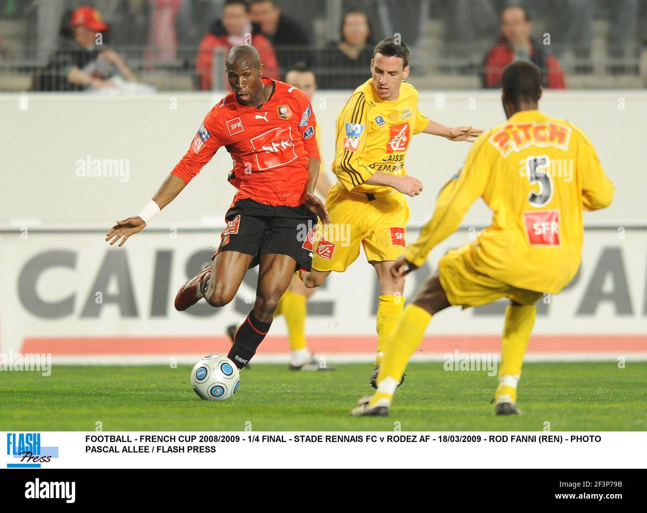 FOOTBALL - COUPE FRANÇAISE 2008/2009 - 1/4 FINAL - STADE RENNAIS FC CONTRE RODEZ AF - 18/03/2009 - ROD FANNI (REN) - PHOTO PASCAL ALLEE / FLASH PRESS Banque D'Images