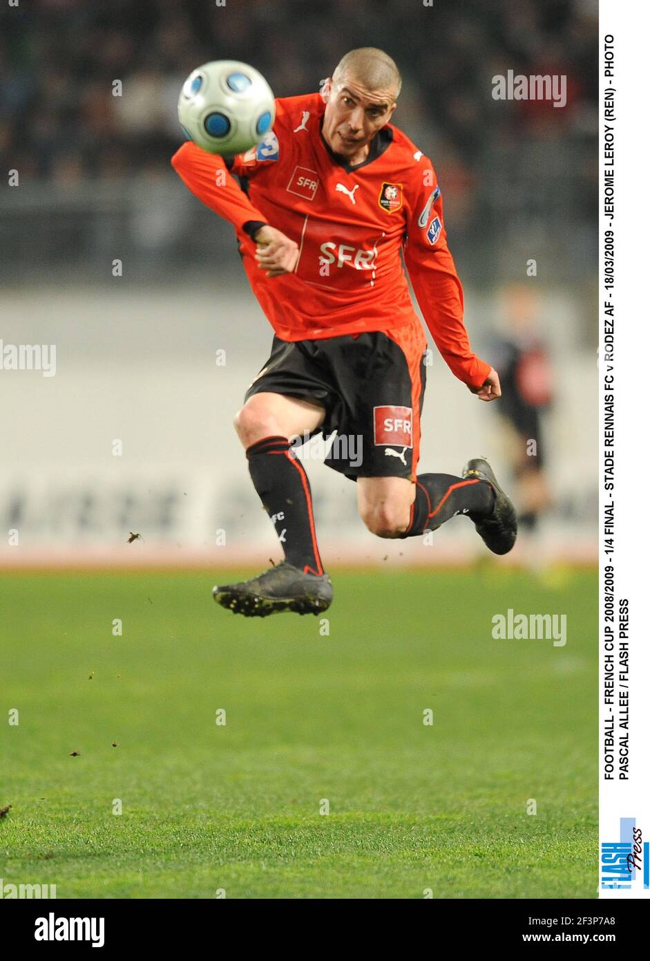 FOOTBALL - COUPE FRANÇAISE 2008/2009 - 1/4 FINAL - STADE RENNAIS FC CONTRE RODEZ AF - 18/03/2009 - JEROME LEROY (REN) - PHOTO PASCAL ALLEE / FLASH PRESS Banque D'Images