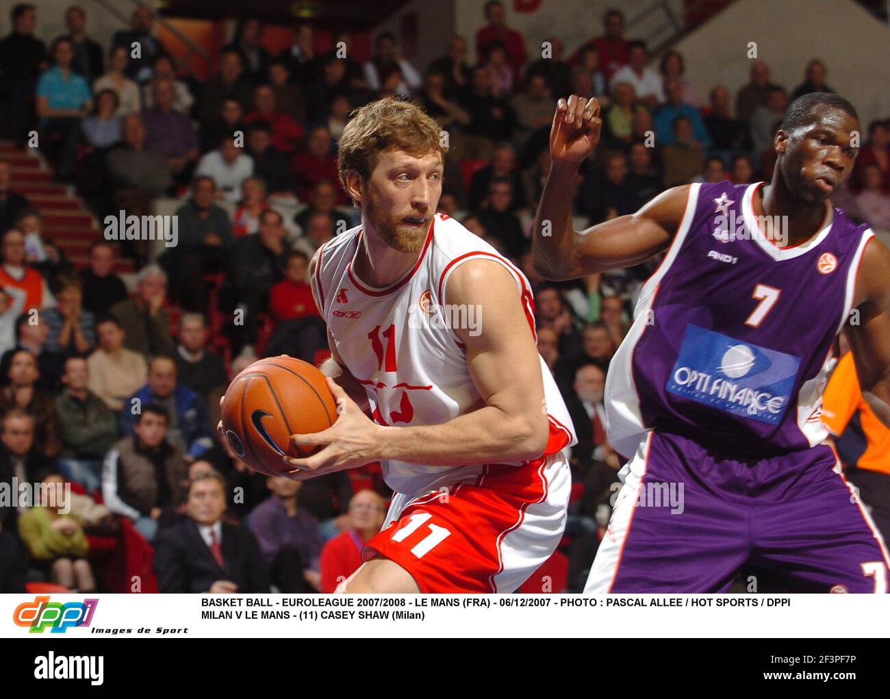 BASKET BALL - EUROLIGUE 2007/2008 - LE MANS (FRA) - 06/12/2007 - PHOTO : PASCAL ALLEE / SPORTS CHAUDS / DPPI MILAN V LE MANS - (11) CASEY SHAW (MILAN) Banque D'Images