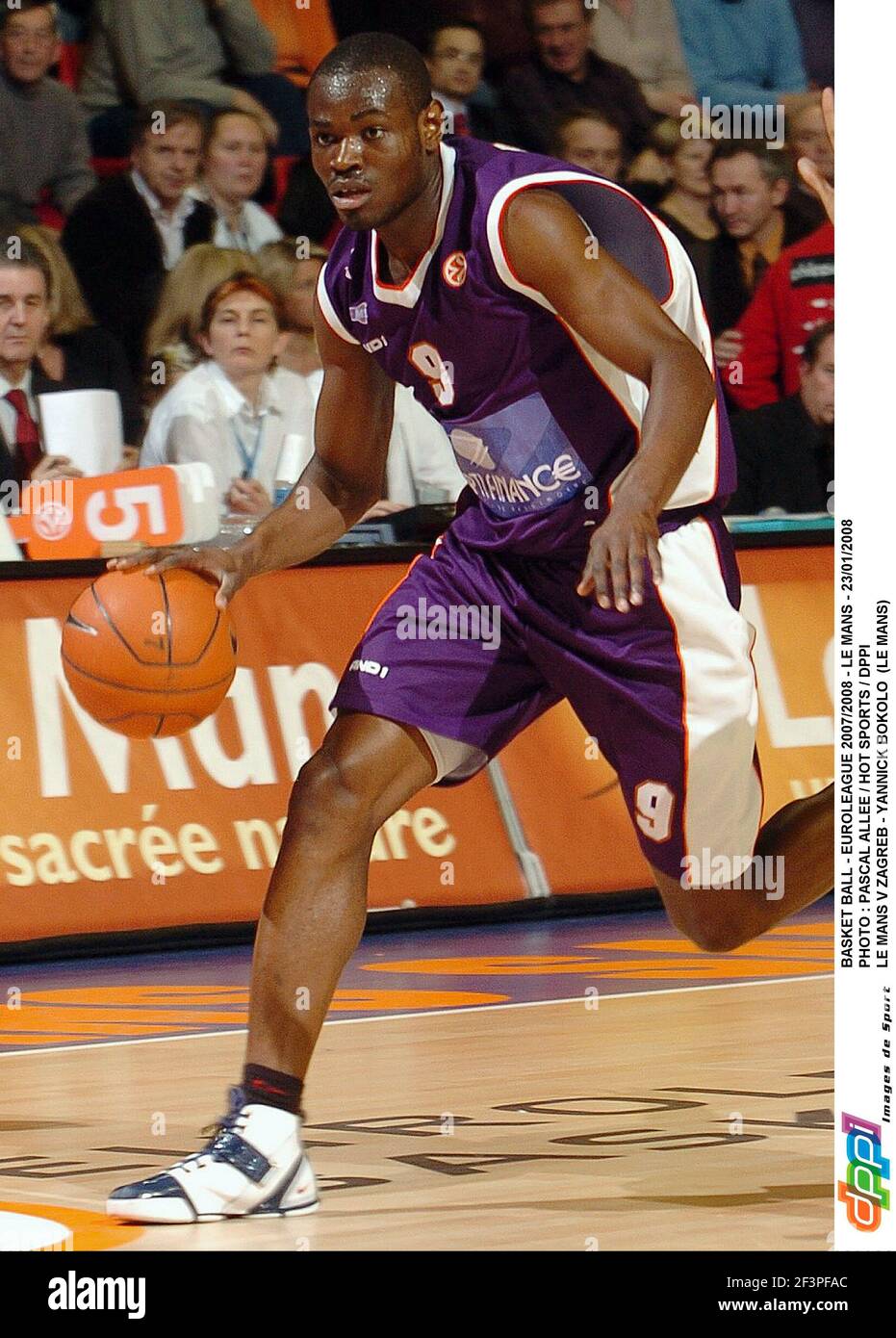 BASKET BALL - EUROLIGUE 2007/2008 - LE MANS - 23/01/2008 PHOTO : PASCAL ALLEE / SPORTS CHAUDS / DPPI LE MANS V ZAGREB - YANNICK BOKOLO (LE MANS) Banque D'Images