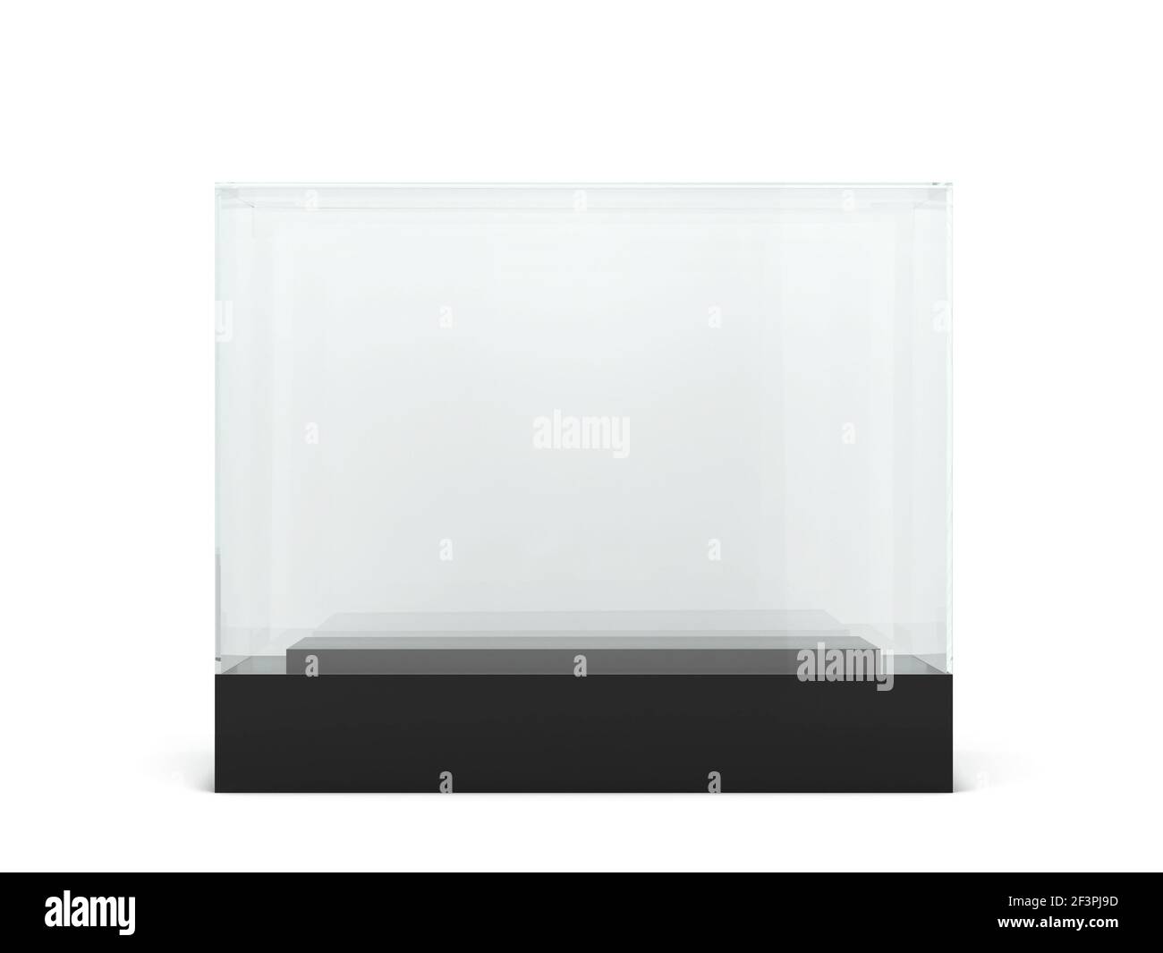 Présentoir en verre vide. illustration 3d isolée sur fond blanc Banque D'Images
