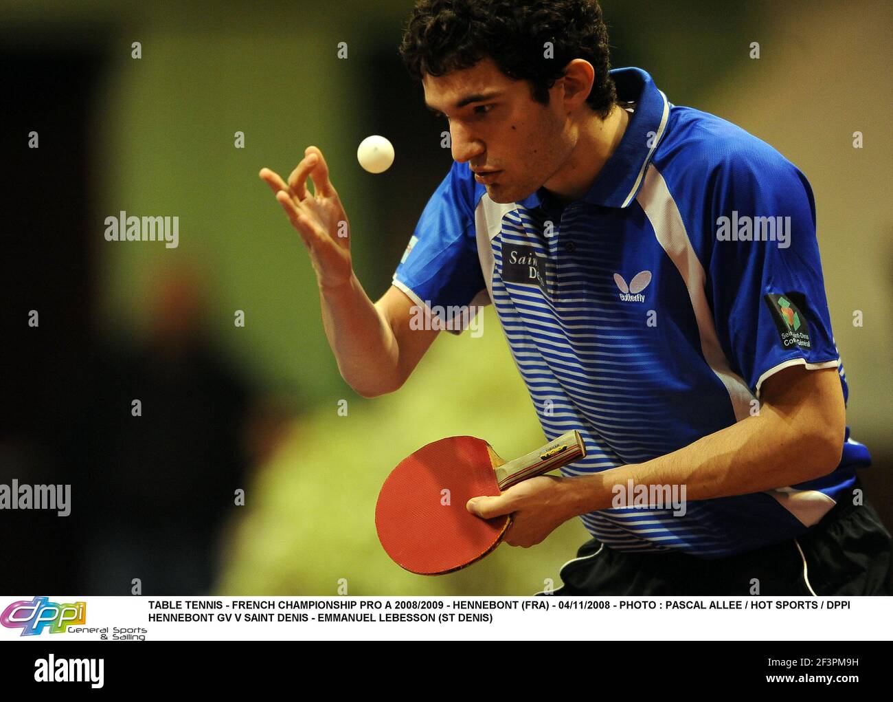 TENNIS DE TABLE - CHAMPIONNAT FRANÇAIS PRO A 2008/2009 - HENNEBONT (FRA) -  04/11/2008 - PHOTO : PASCAL ALLEE / SPORTS CHAUDS / DPPI HENNEBONT GV SAINT  DENIS - EMMANUEL LEBESSON (ST DENIS Photo Stock - Alamy