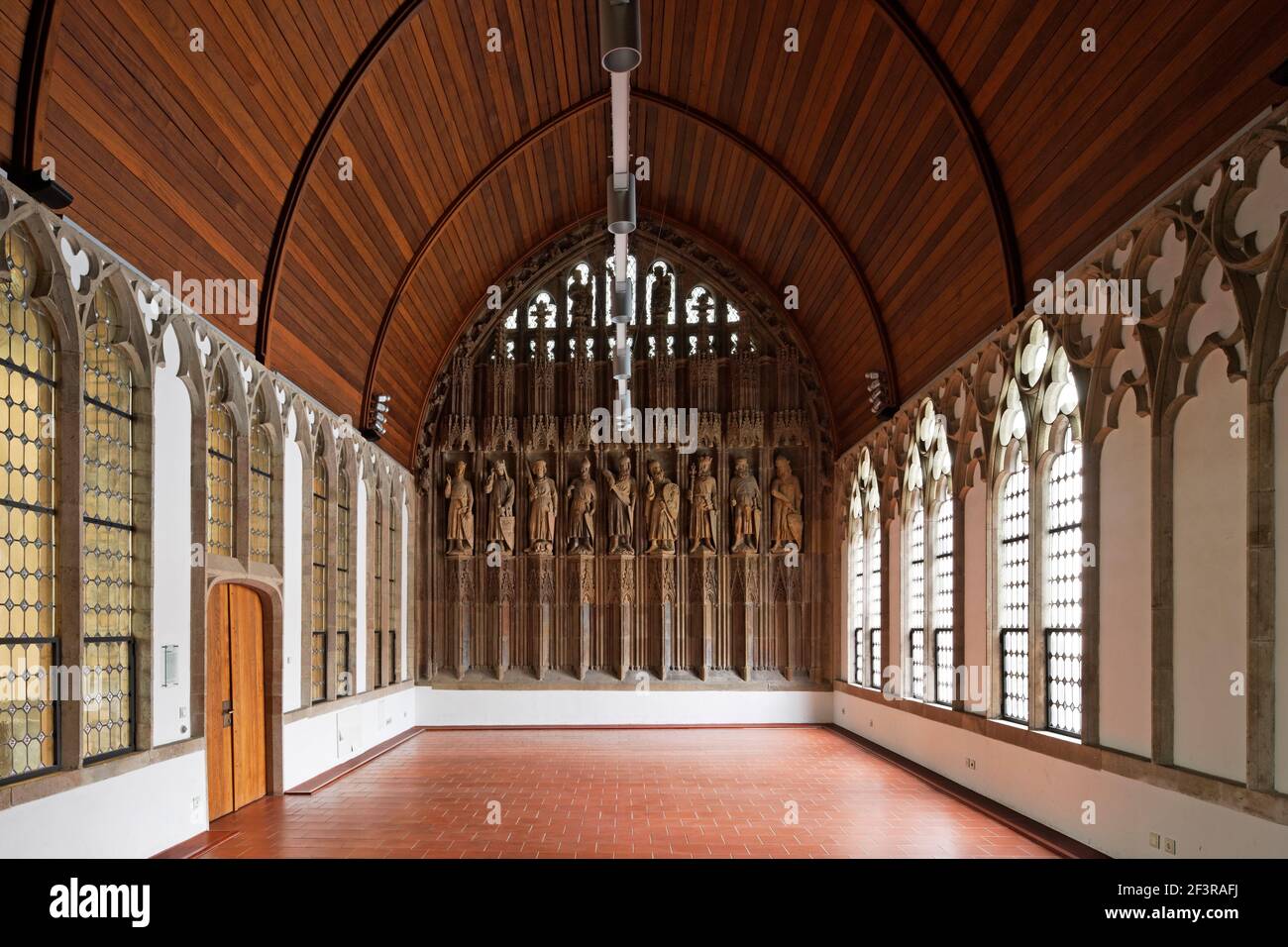 Hansasaal, s¸dliche Stirnwand mit gotischen Fialwerk und den sogenannten ÑNeun guten Heldenì, Kˆln, Rathaus Banque D'Images