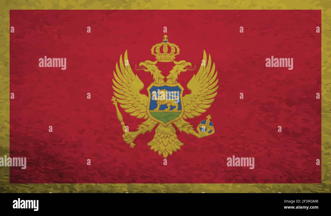 Drapeau du Monténégro avec texture grunge ondulée. Arrière-plan vectoriel. Illustration de Vecteur