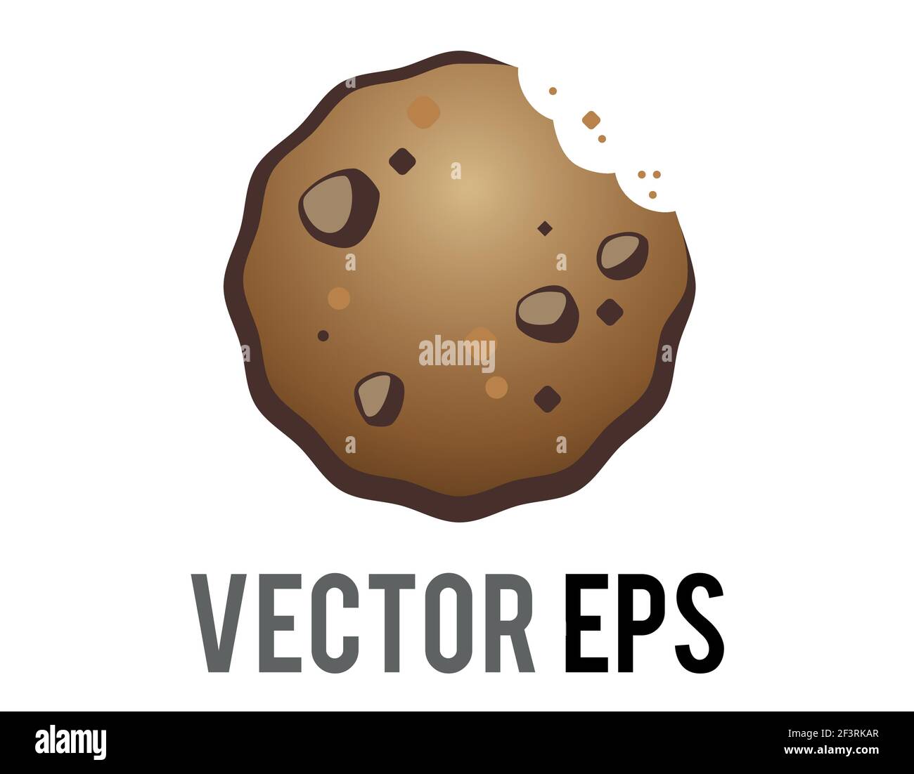 Le cookie de chocolat doré à vecteur isolé, icône biscuit Illustration de Vecteur