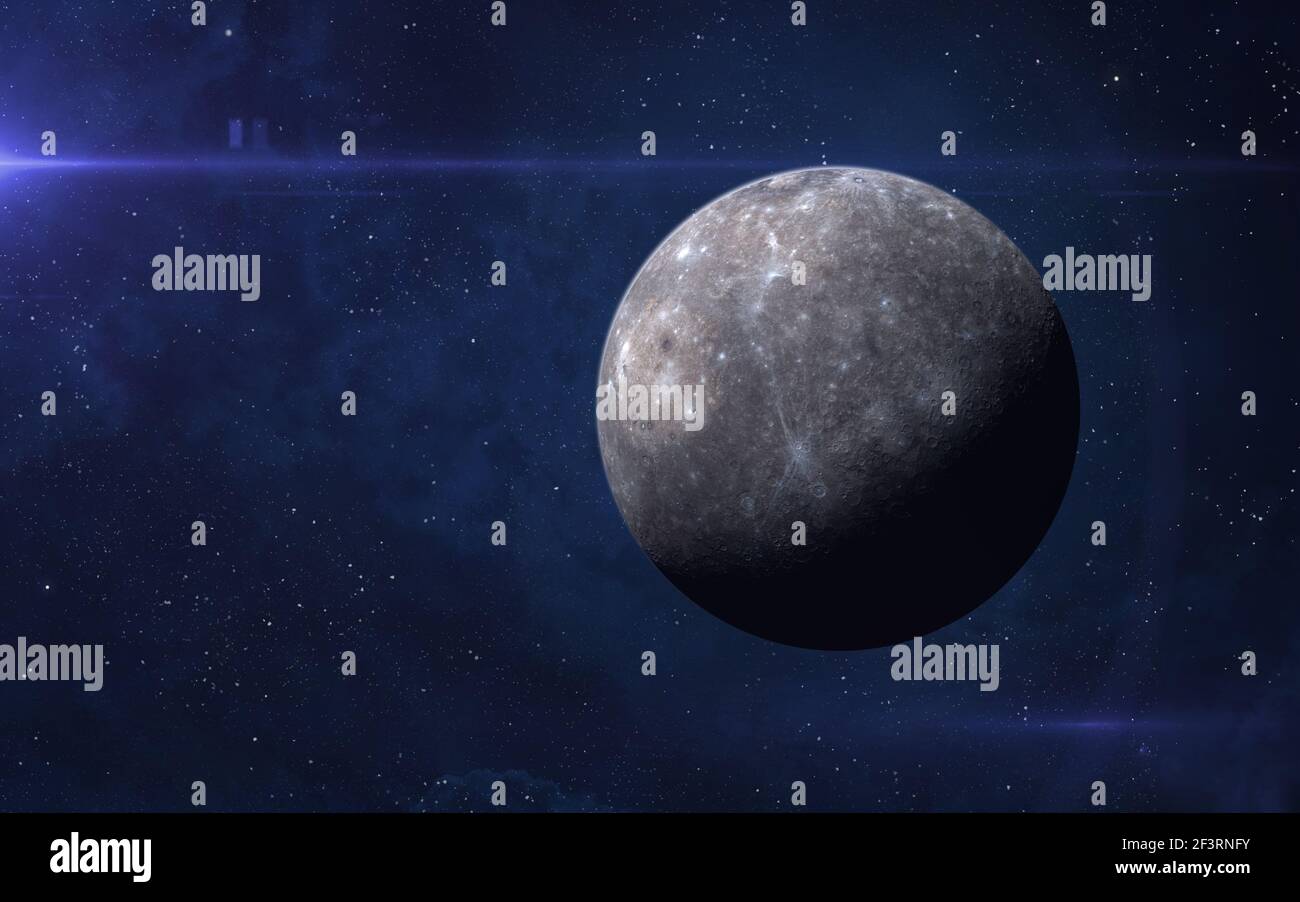 Vue Sur La Planete Mercure Depuis L Espace L Espace La Nebuleuse Et La Planete Mercure Ces Elements D Image Fournis Par La Nasa Photo Stock Alamy