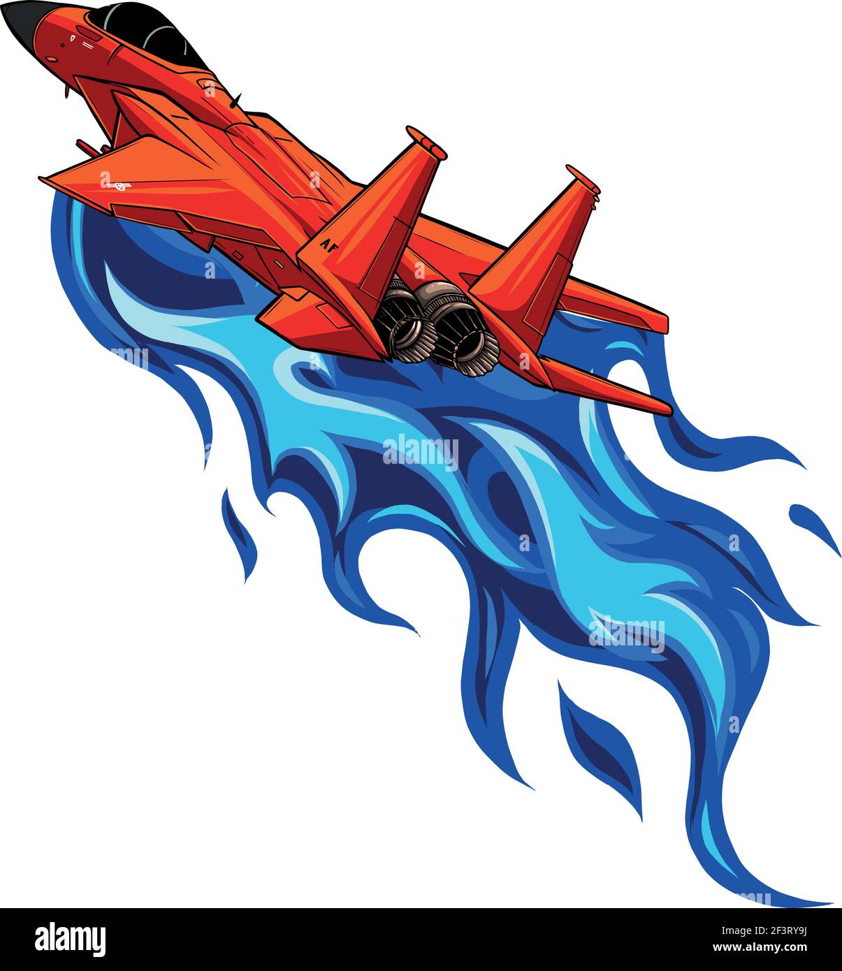 Illustration vectorielle des avions de chasse rouges fiery Military Illustration de Vecteur