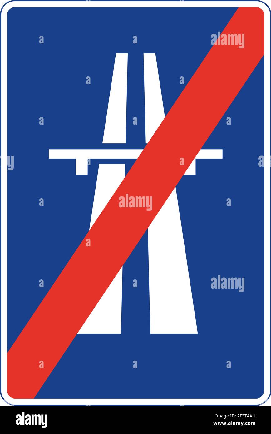 Signal de circulation rectangulaire en bleu et blanc, isolé sur fond blanc. Panneau de sortie d'autoroute Illustration de Vecteur