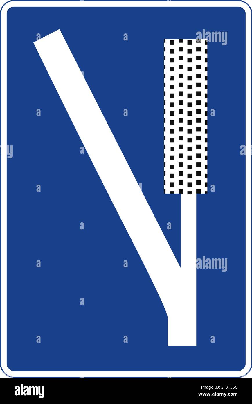 Signal de circulation rectangulaire en bleu et blanc, isolé sur fond blanc. Zone de freinage d'urgence Illustration de Vecteur