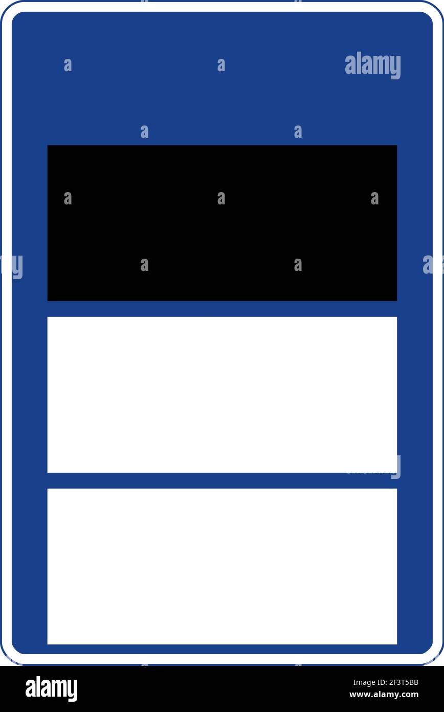 Signal de circulation rectangulaire en bleu et blanc, isolé sur fond blanc. Passable en col de montagne Illustration de Vecteur