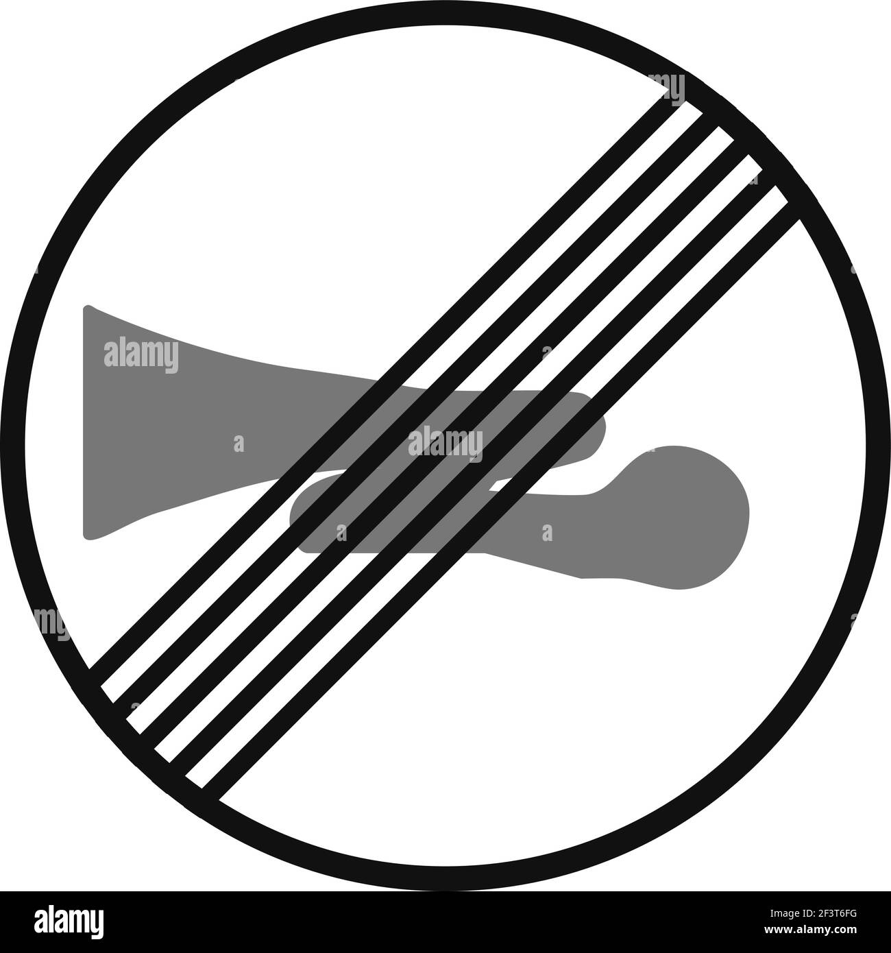 Signal de circulation arrondi en noir et blanc, isolé sur fond blanc. Interdiction de fin de cornes Illustration de Vecteur