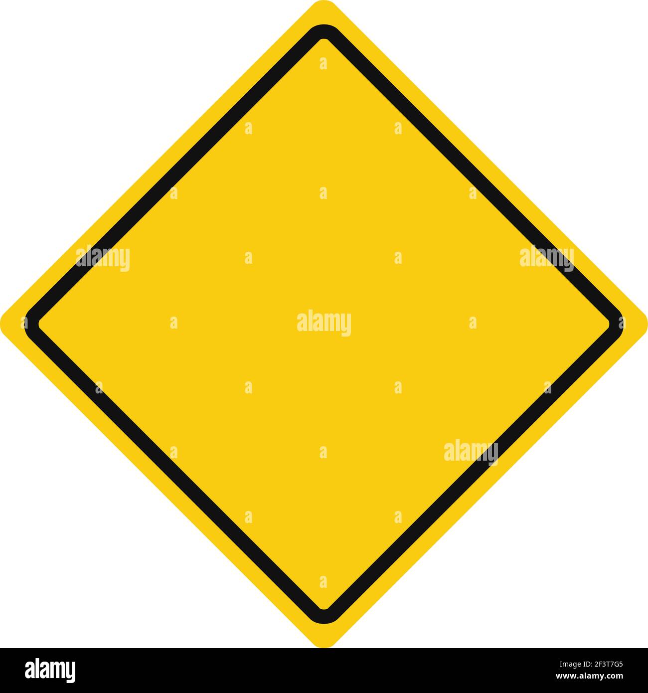 Signal de trafic rhomboïde en jaune et noir, isolé sur fond blanc. Illustration de Vecteur