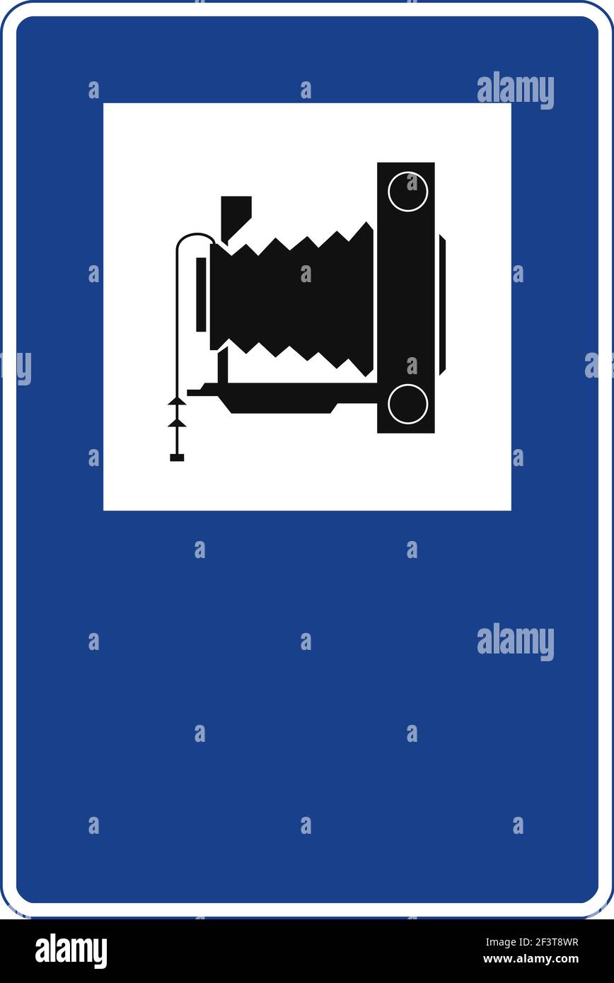Signal de circulation rectangulaire en bleu et blanc, isolé sur fond blanc. Repère Illustration de Vecteur