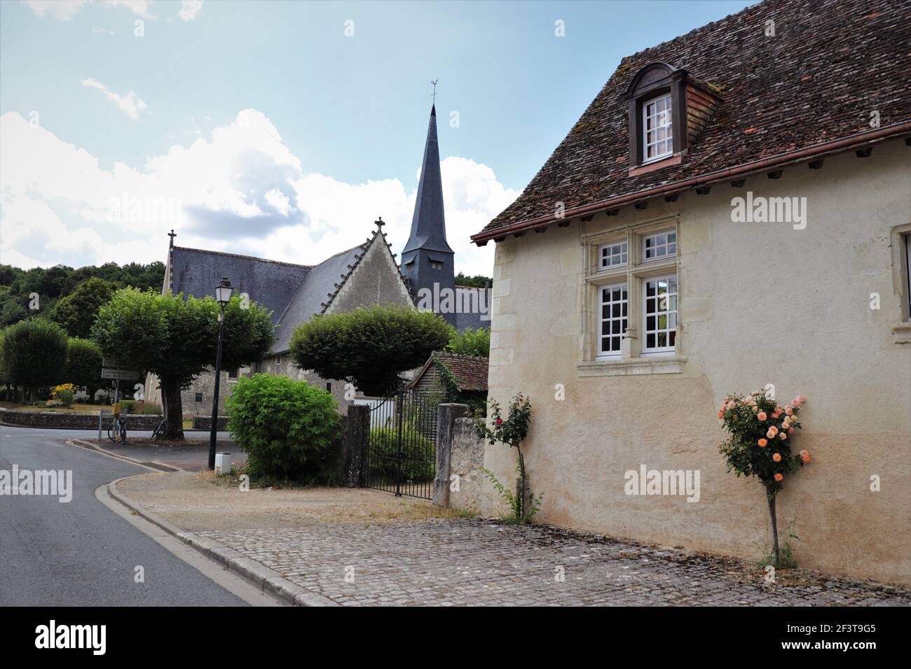 Village français dans la vallée de la Loire, France Banque D'Images