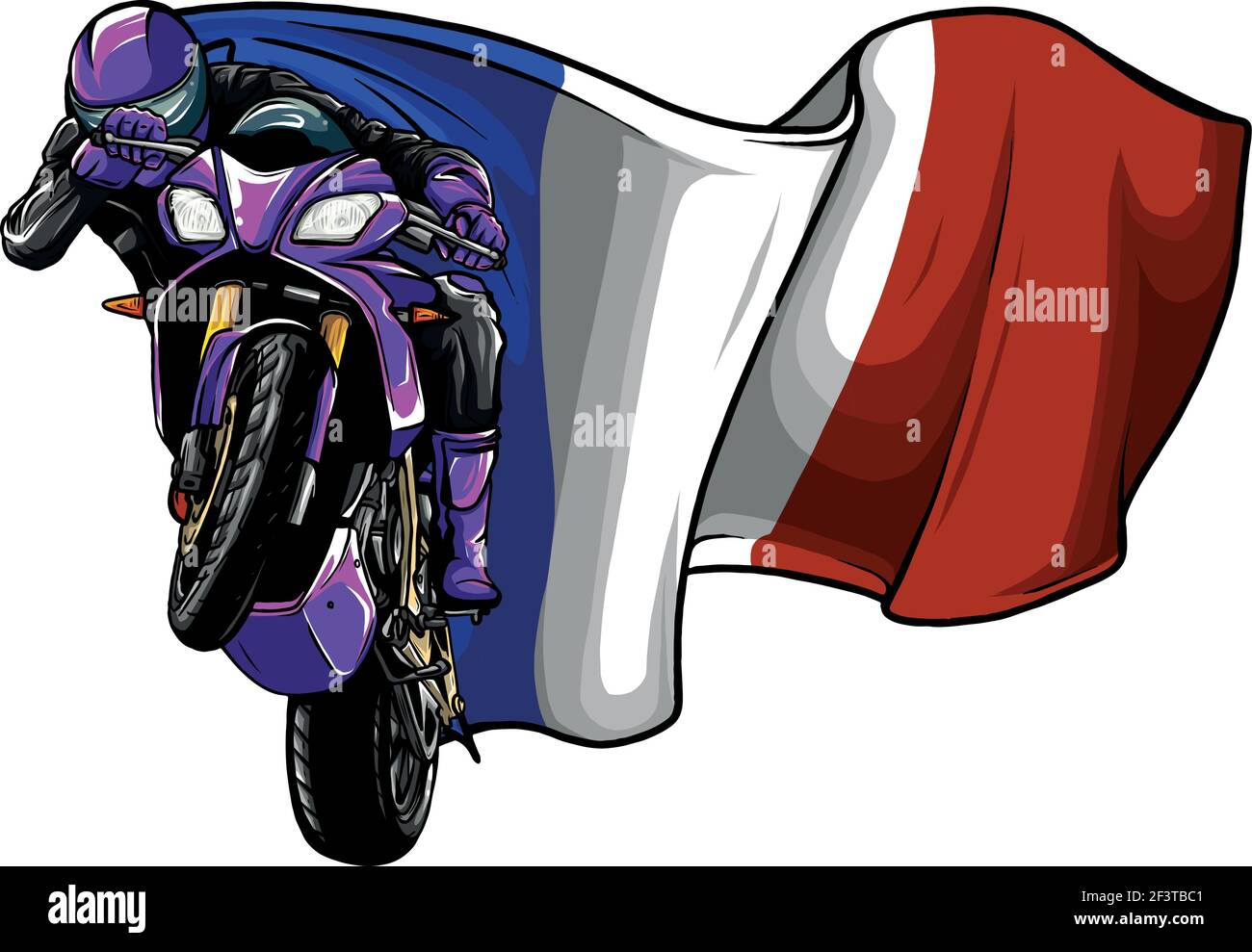 course de moto en virage avec vecteur drapeau français Illustration de Vecteur