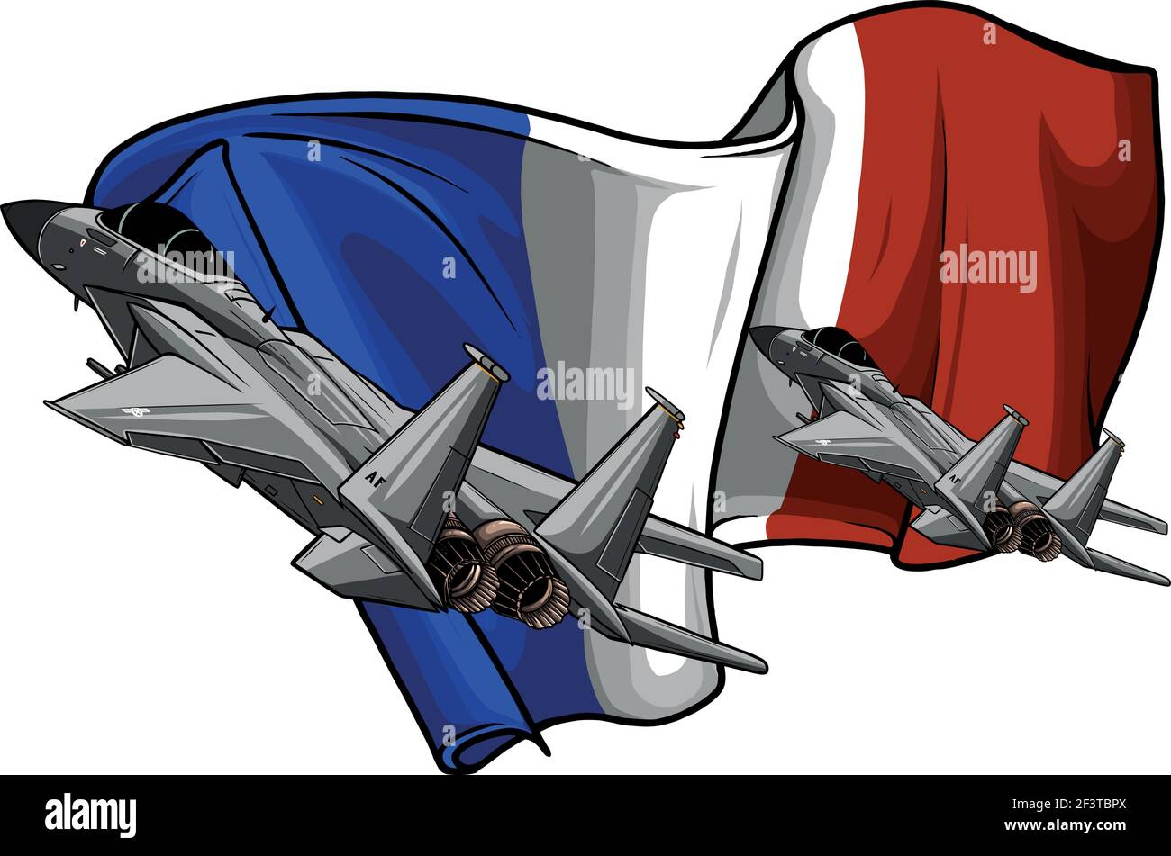 Avions de chasse militaires avec vecteur de drapeau français Illustration de Vecteur