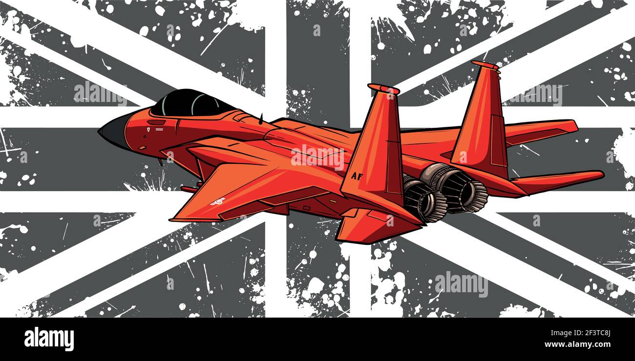 drapeau de l'angleterre avec illustration de vecteur de jet militaire Illustration de Vecteur