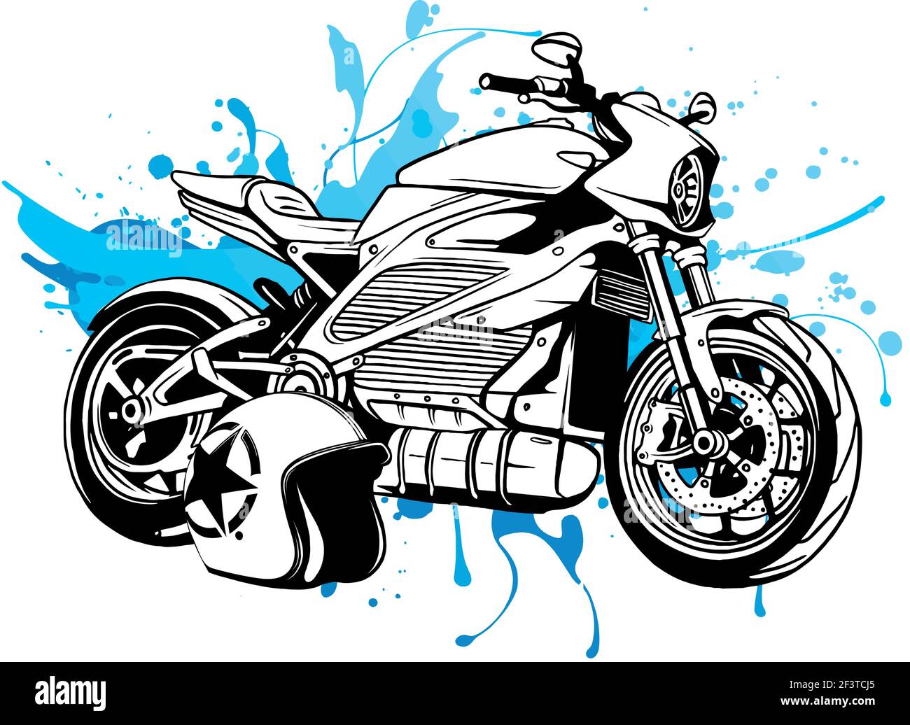Illustration vectorielle de la moto avec helme Illustration de Vecteur