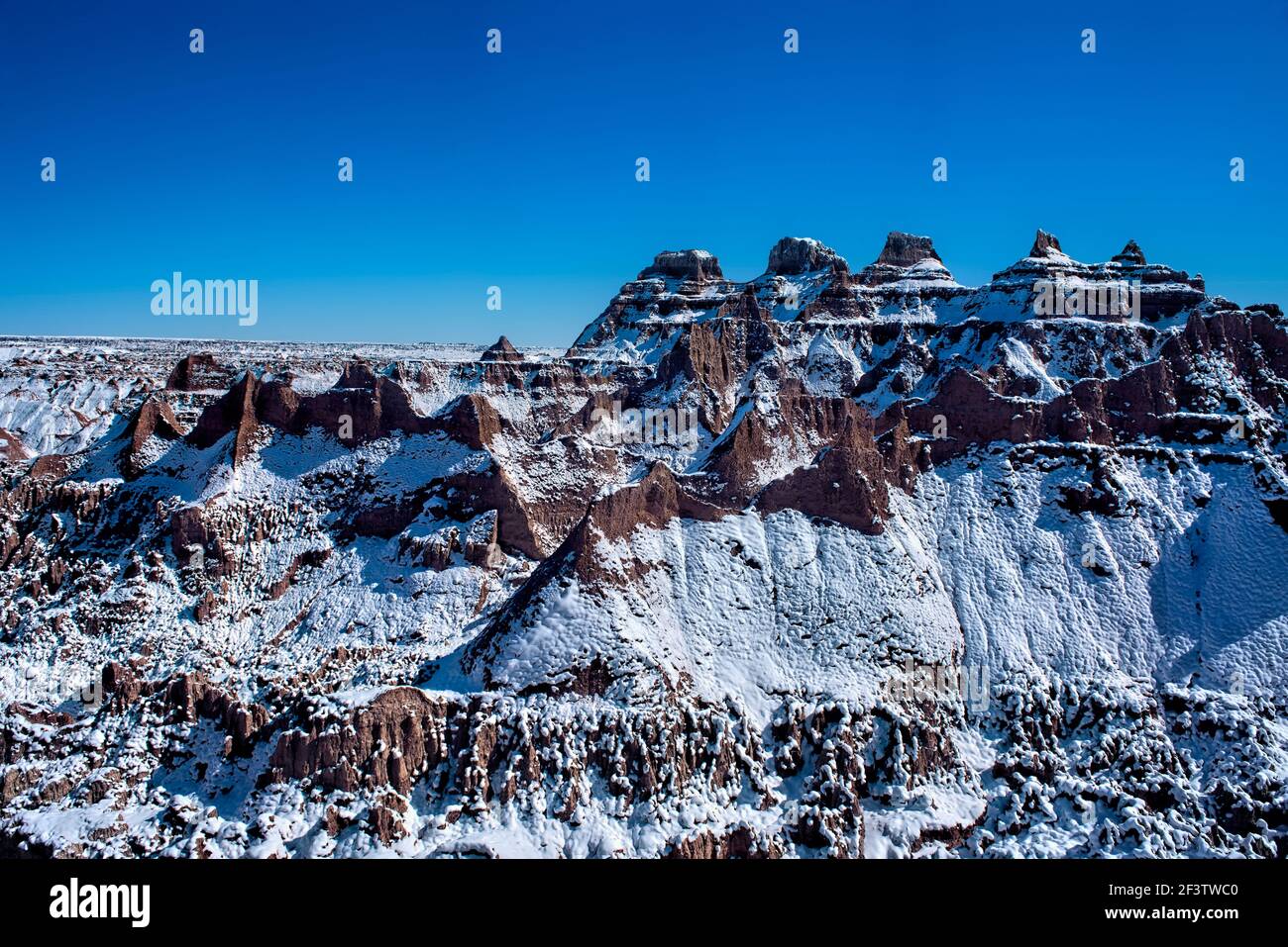 Parc national des Badlands en hiver, Dakota du Sud, États-Unis Banque D'Images