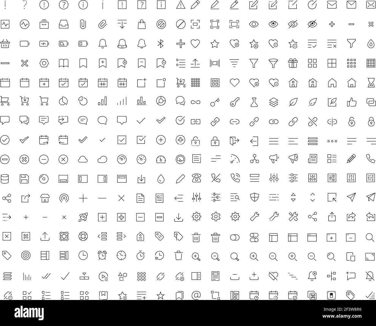 Icônes de l'interface utilisateur. Collection de pictogrammes de haute qualité pour le web de contour dans un style moderne et plat. Symbole Web noir pour la conception Web et l'application mobile Illustration de Vecteur
