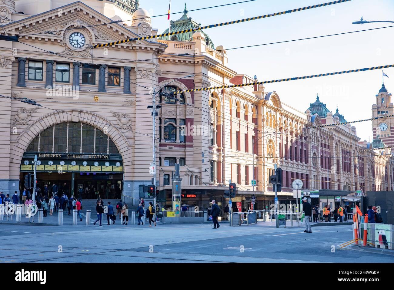 Melbourne Flinders Street Gare dans le centre-ville de Melbourne, Victoria, Australie Banque D'Images