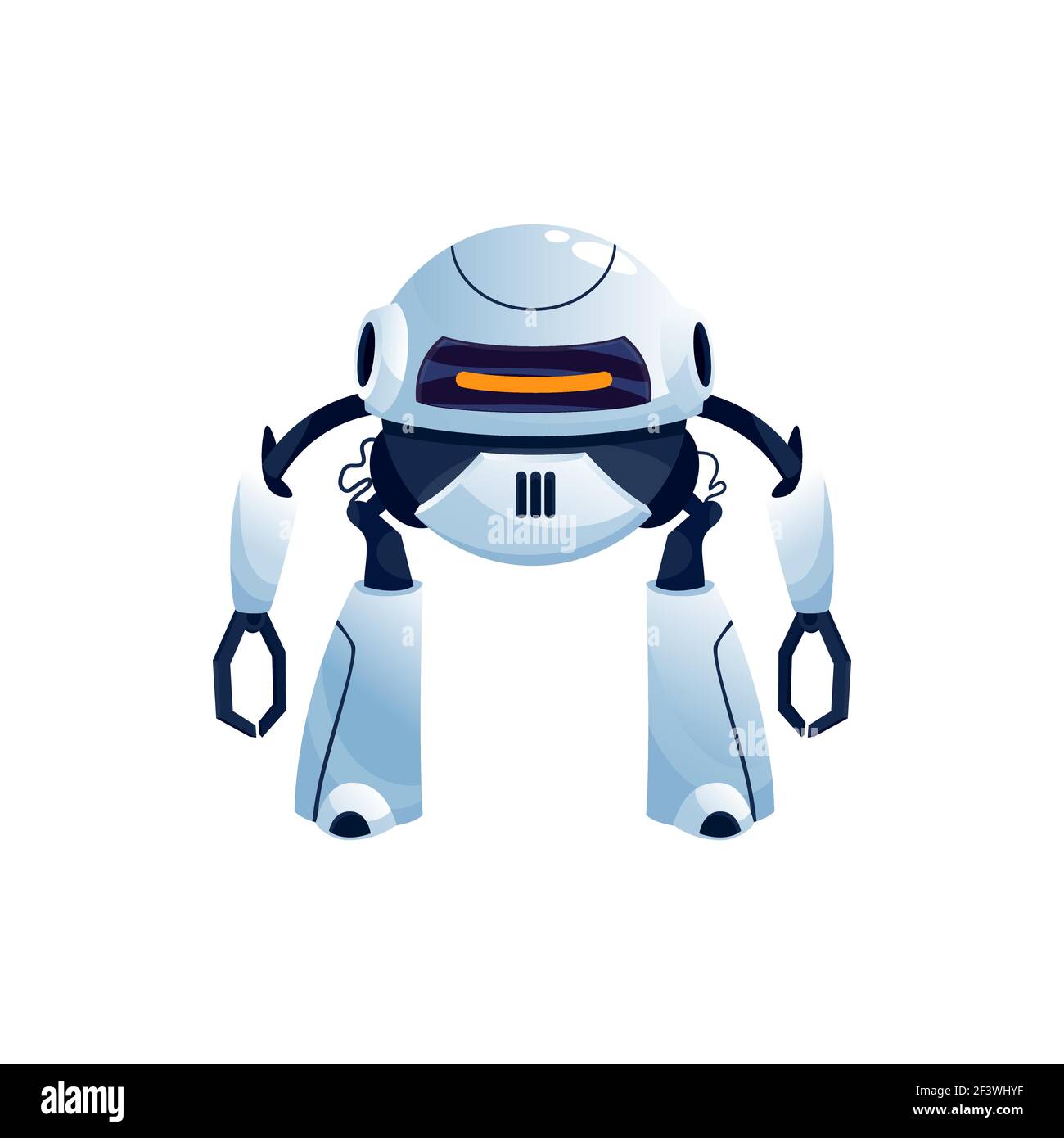 Robot mécanique Smart enfants plastique métal jouet, télécommande drone isolé. Automatisation vectorielle avec bras pour charger des objets, intelligence artificielle cyb Illustration de Vecteur