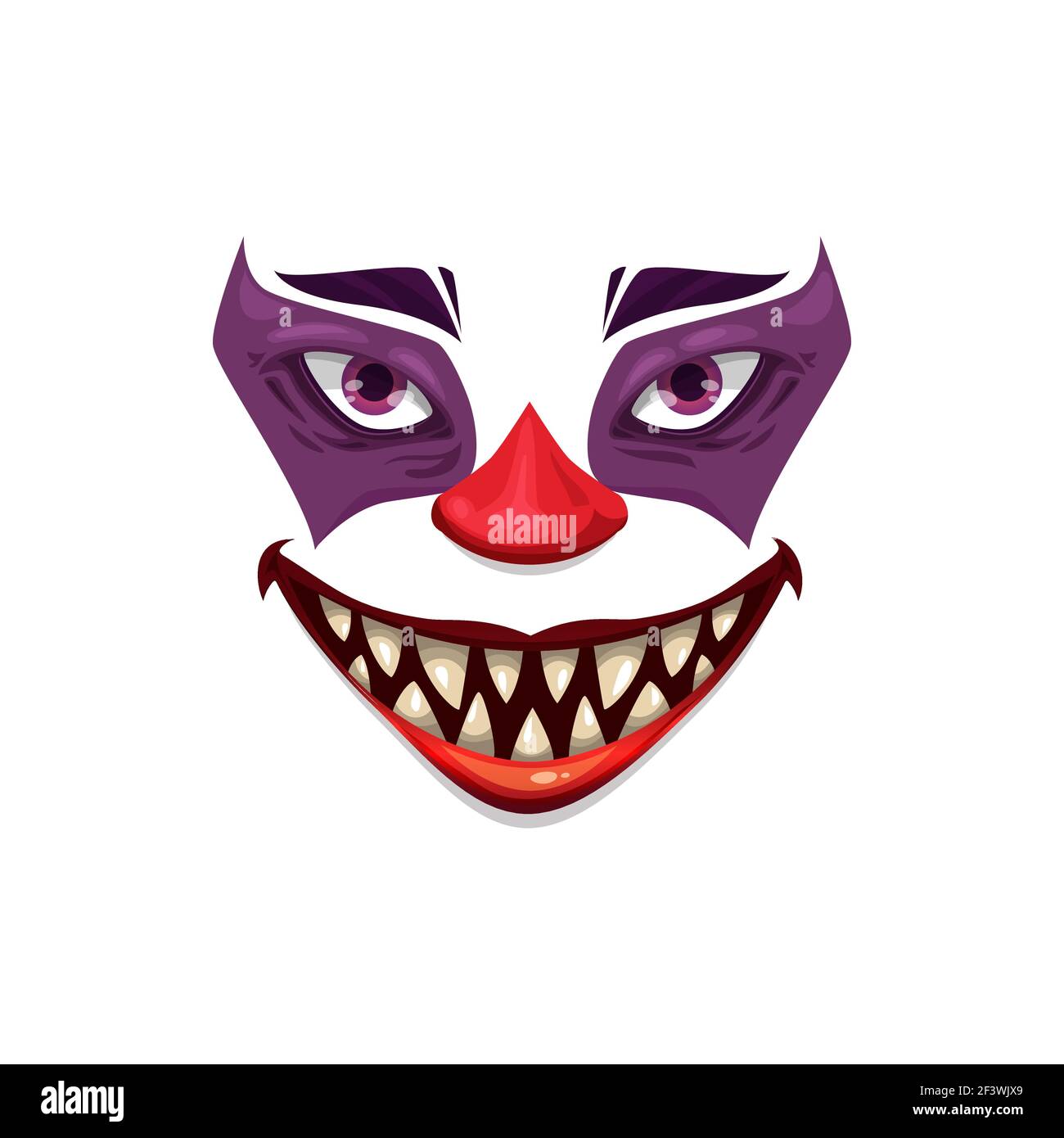 Icone Vecteur Visage Clown Effrayant Personnage Funster Sourire Creepy Halloween Masque D Emoticone Avec Maquillage Nez Rouge Yeux En Colere Et Dents Pointues Horr Isole Image Vectorielle Stock Alamy