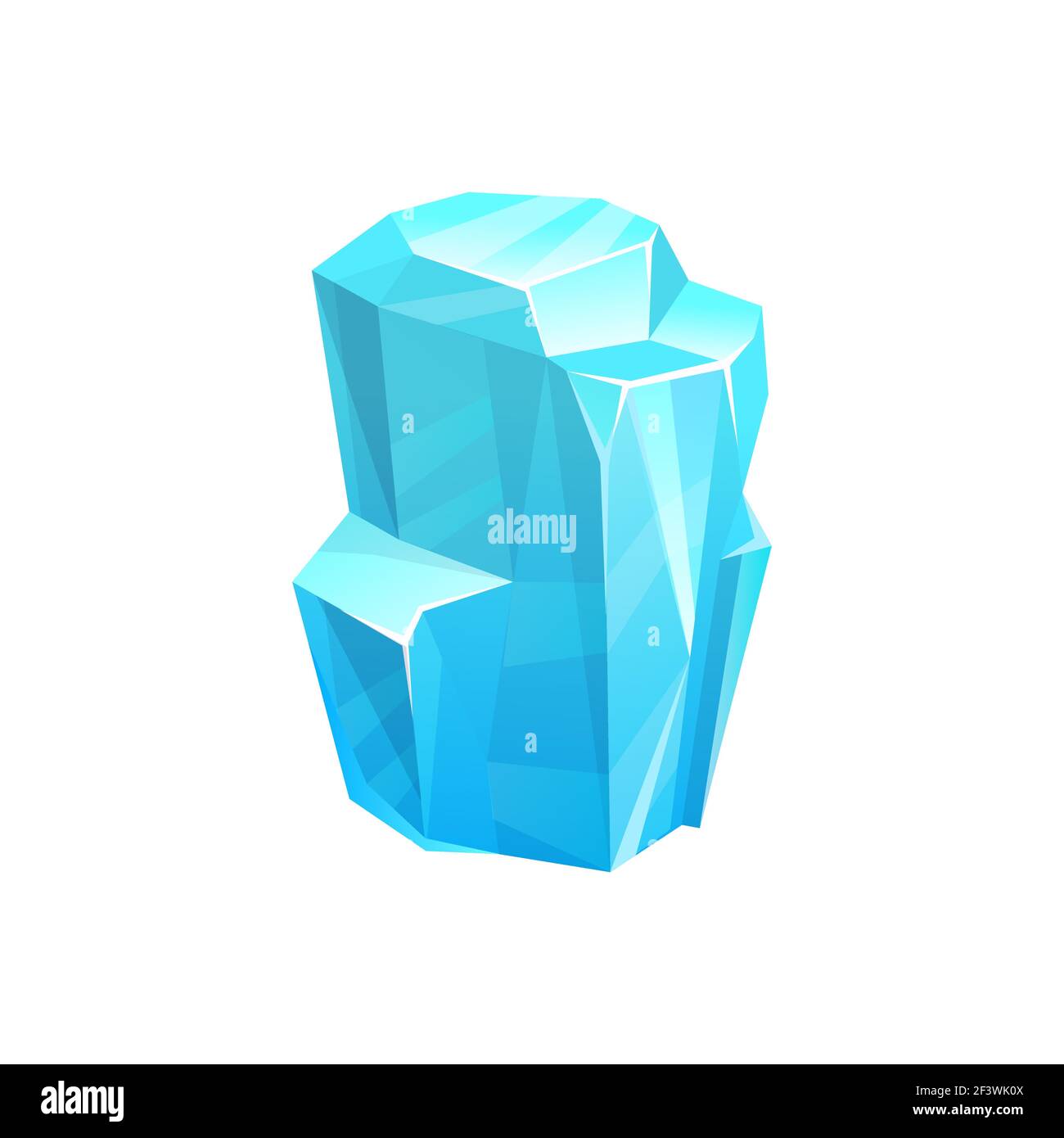 Cristal de glace, bloc vecteur de floe bleu gelé, bouchon minéral salé ou déneigé glacé. GUI ou ui jeu icicle hiver design élément, turquoise glace cube ou gla Illustration de Vecteur