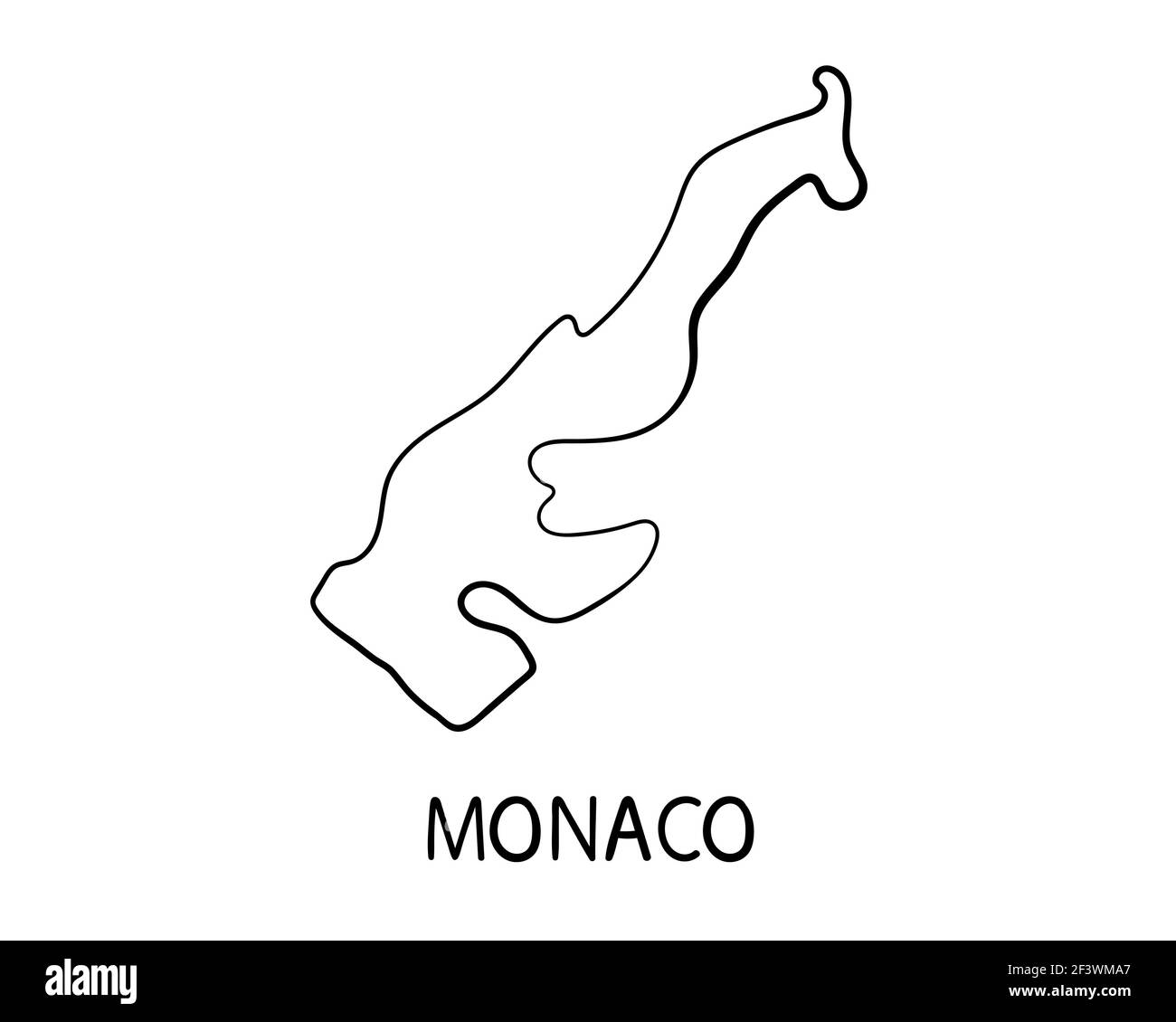 Illustration de la carte de Monaco dessinée à la main Banque D'Images