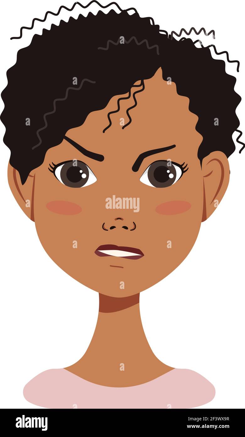 Avatars d'expression faciale de femme afro-américaine avec des émotions différentes Illustration de Vecteur