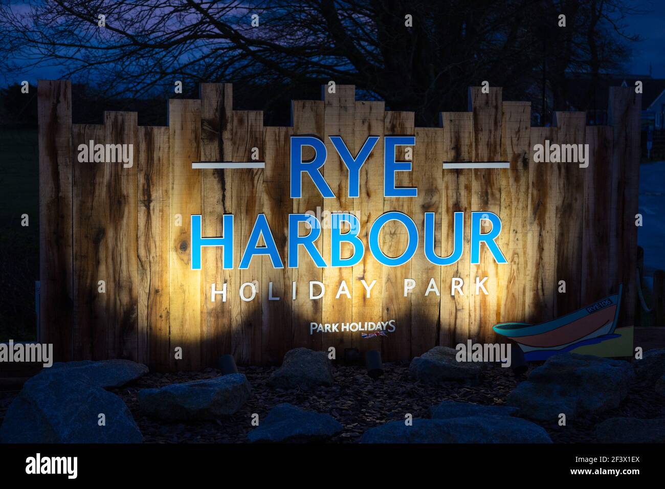 Rye port Holiday Park, Park Holiday sign, Rye port, East sussex, royaume-uni Banque D'Images