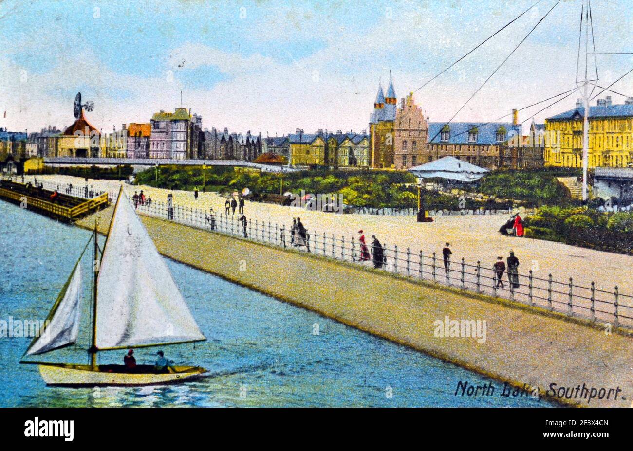 North Lake, Southport, Angleterre, Royaume-Uni. Carte postale ancienne. Éditeur : inconnu. Utilisé postally 1909. Banque D'Images