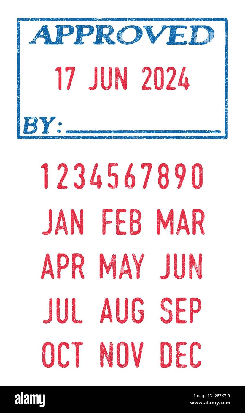 Illustration vectorielle de l'estampillage approuvé et des dates modifiables (jour, mois et année) dans les estampillages Illustration de Vecteur