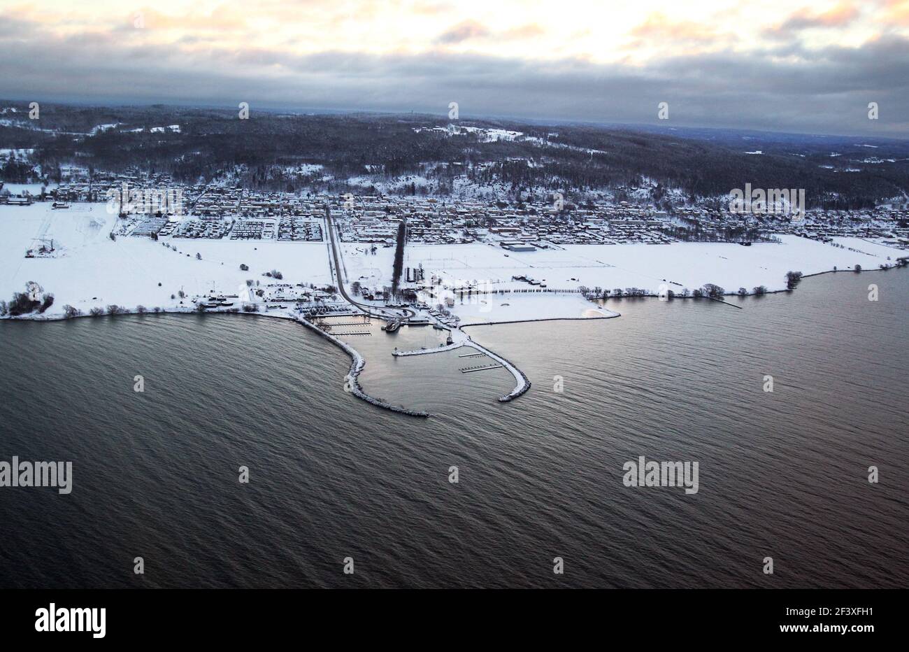 Vue sur la ville de Gränna. Banque D'Images