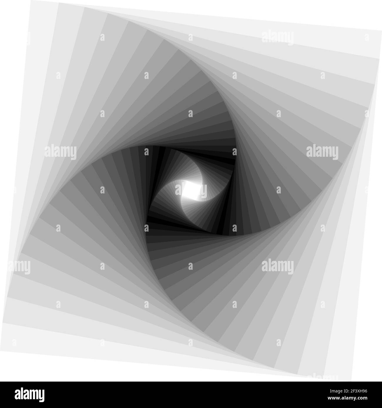 Carrés en spirale à tourbillons monochromes - illustration numérique Banque D'Images