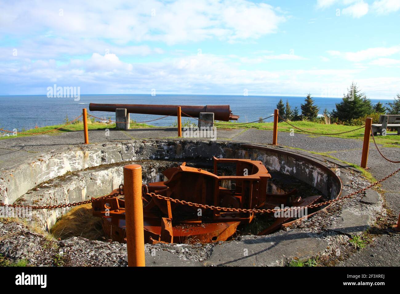 Fort Abercrombie State Historical Park, vestiges de la défense côtière de la Seconde Guerre mondiale, Alaska Banque D'Images