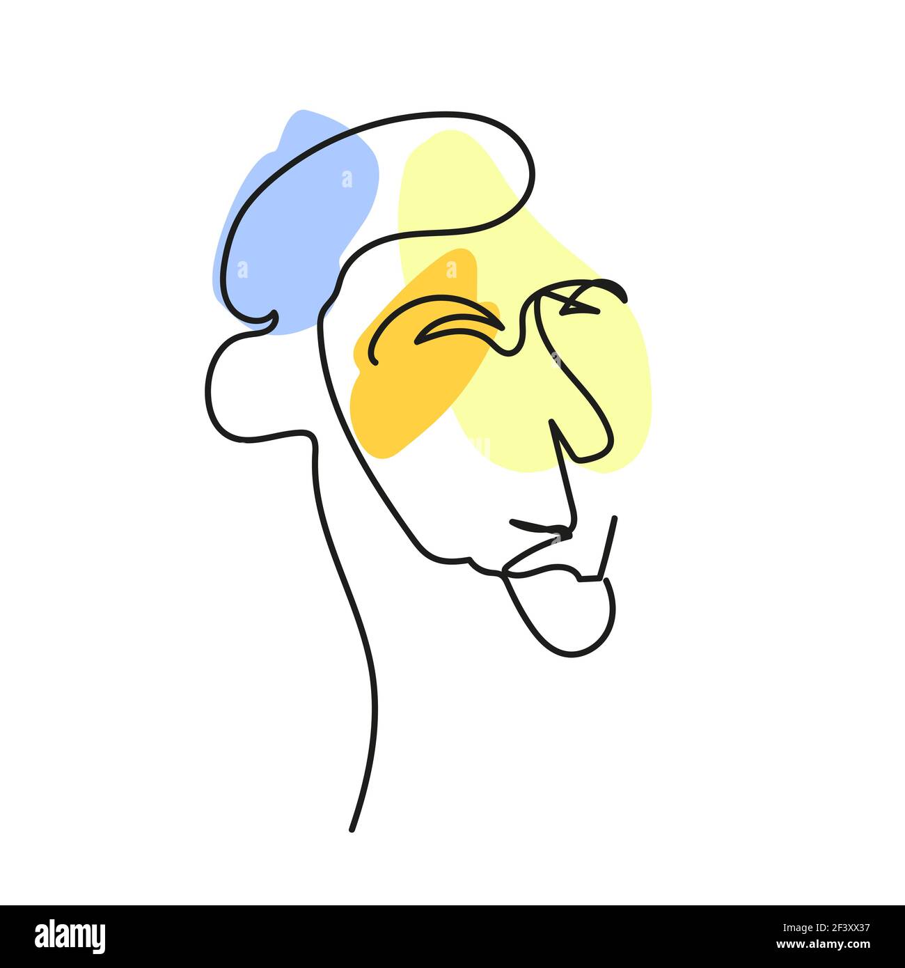 Visage surréaliste portrait abstrait de la tête humaine dans l'art de ligne Illustration de Vecteur