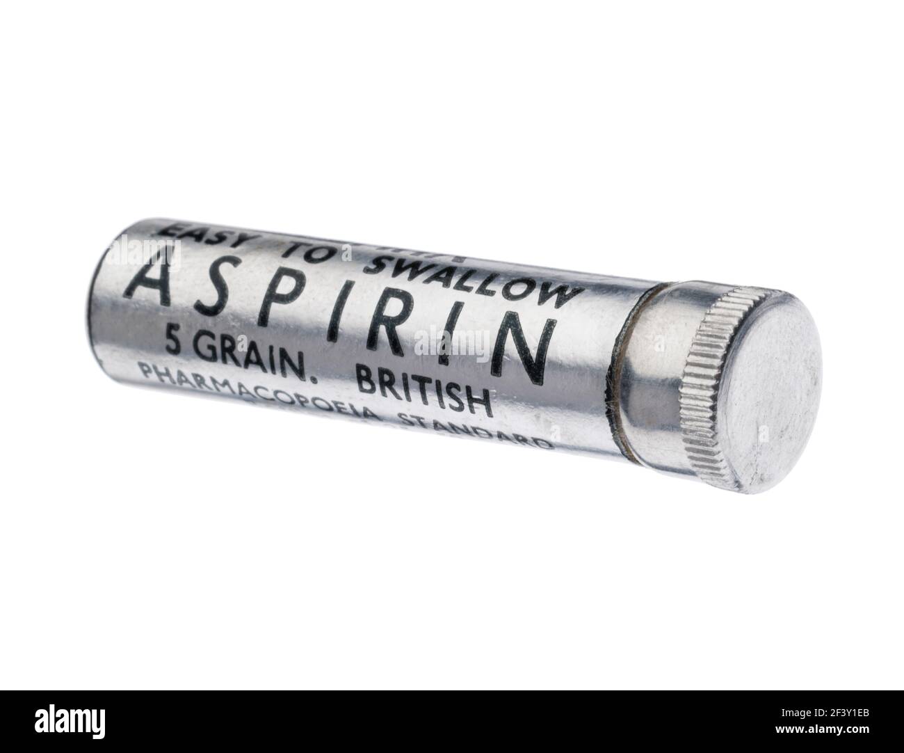 Un petit tube d'aspirine britannique des années 1940. Banque D'Images