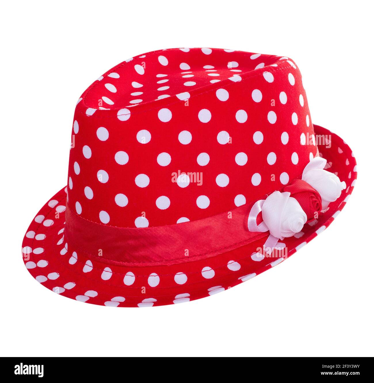 Chapeau rouge à pois blanc isolé Photo Stock - Alamy