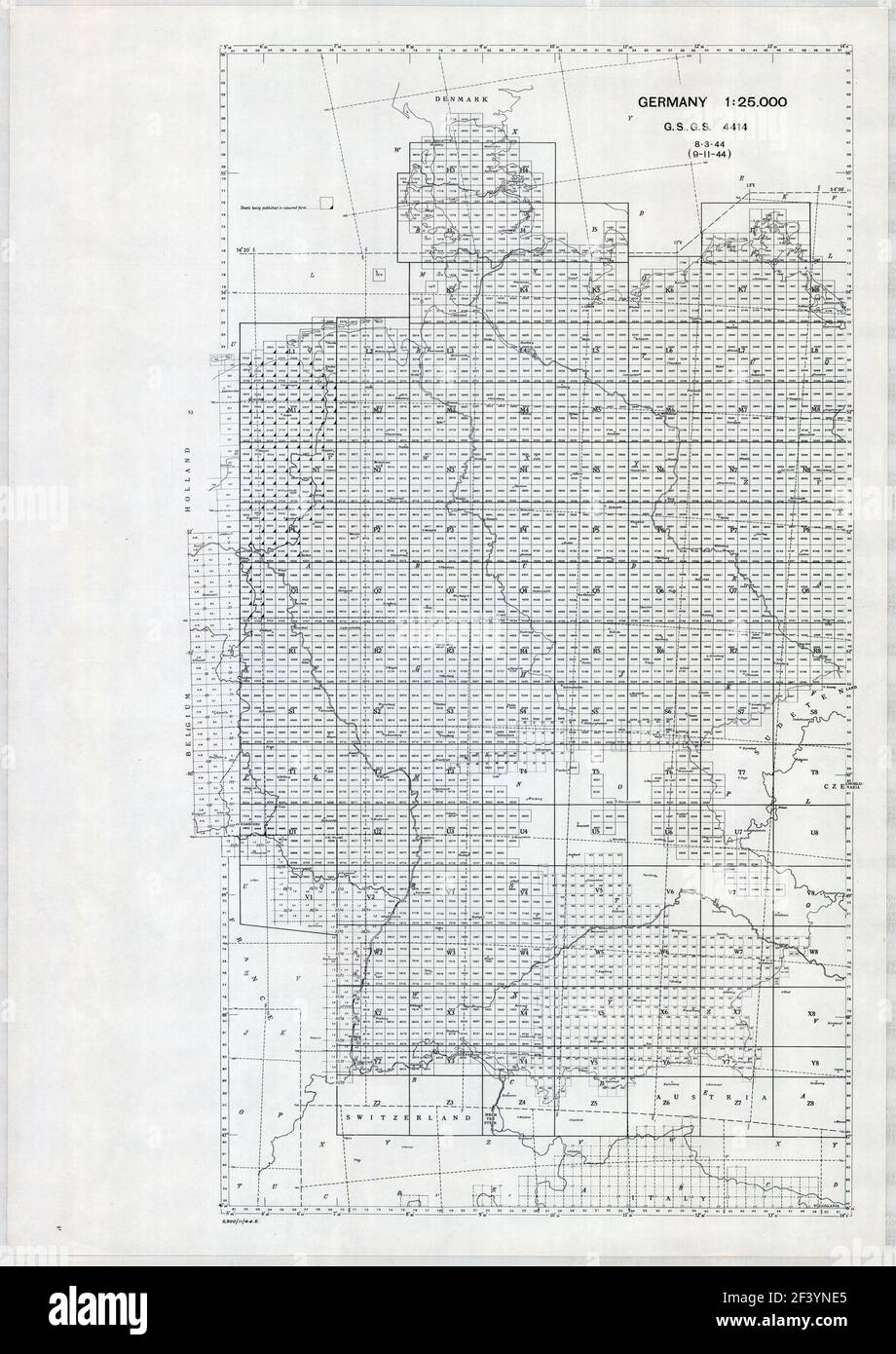 ALLEMAGNE OUEST FICHES 1944 CARTE Banque D'Images
