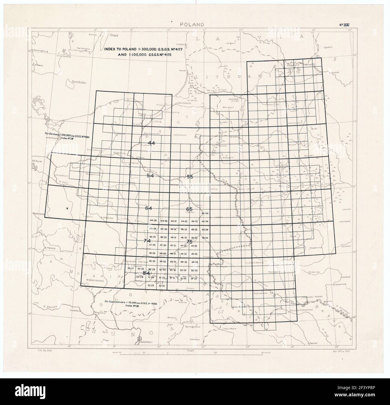 Pologne INDEX DES FEUILLES map 1941 Banque D'Images