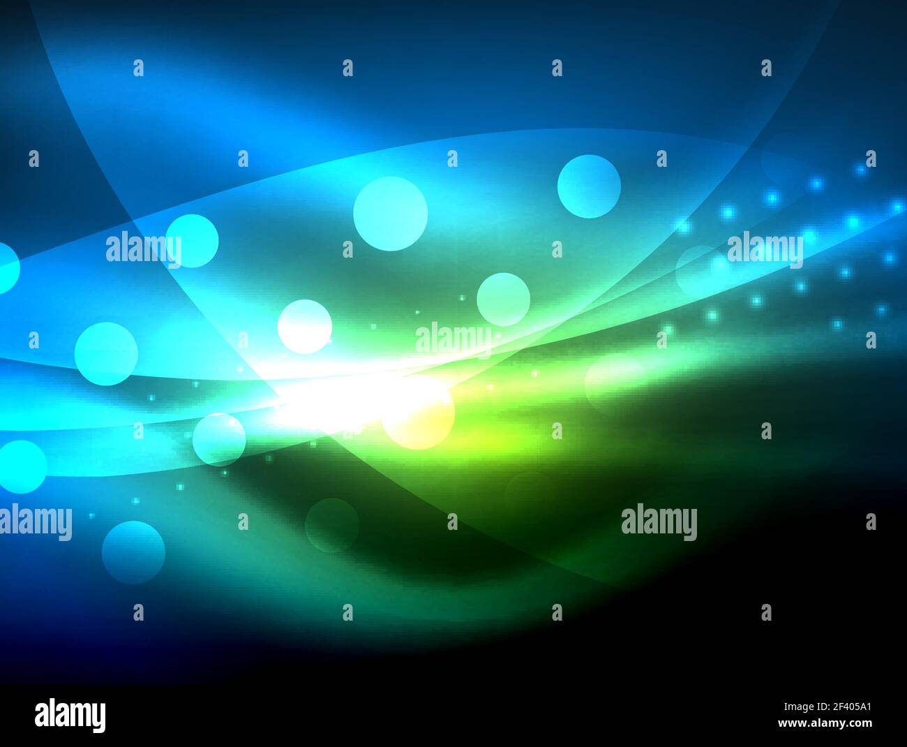 Vague néon arrière-plan avec des effets de lumière, des lignes courbes, avec étincelante et brillante, points de couleurs brillantes dans l'obscurité, la magie de l'énergie. Vague néon arrière-plan avec des effets de lumière, des lignes courbes, avec étincelante et brillante, points de couleurs brillantes dans l'obscurité, Vector Magic illustration de l'énergie Illustration de Vecteur