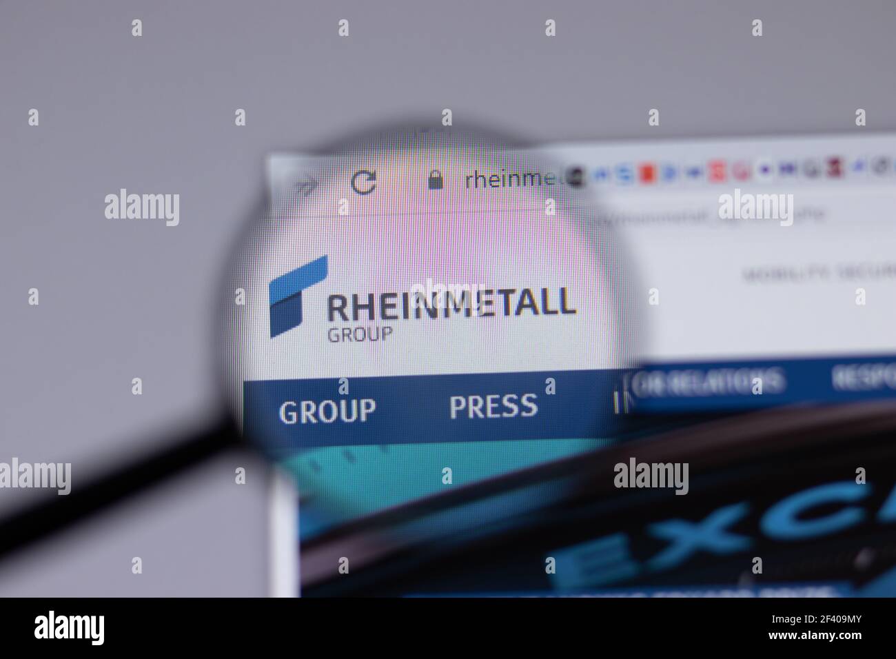 New York, Etats-Unis - 18 mars 2021 : icône du logo de la société Rheinmetall sur le site Web, Editorial Banque D'Images
