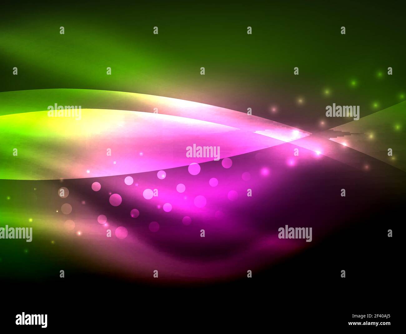 Vague néon arrière-plan avec des effets de lumière, des lignes courbes, avec étincelante et brillante, points de couleurs brillantes dans l'obscurité, la magie de l'énergie. Vague néon arrière-plan avec des effets de lumière, des lignes courbes, avec étincelante et brillante, points de couleurs brillantes dans l'obscurité, Vector Magic illustration de l'énergie Illustration de Vecteur