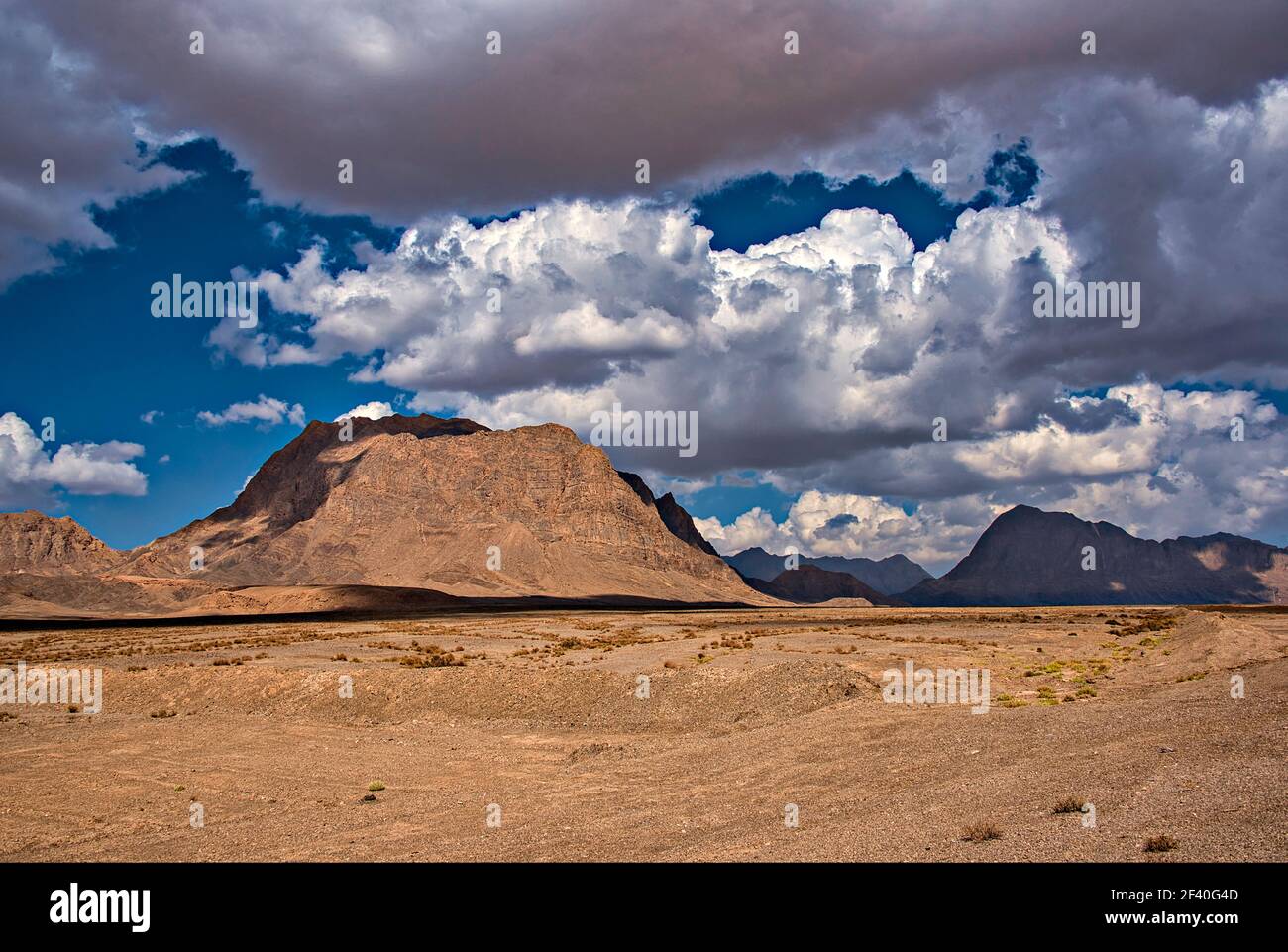 Paysage autour de Kharanagh ou Khanaraq, province de Yazd, Iran. Banque D'Images