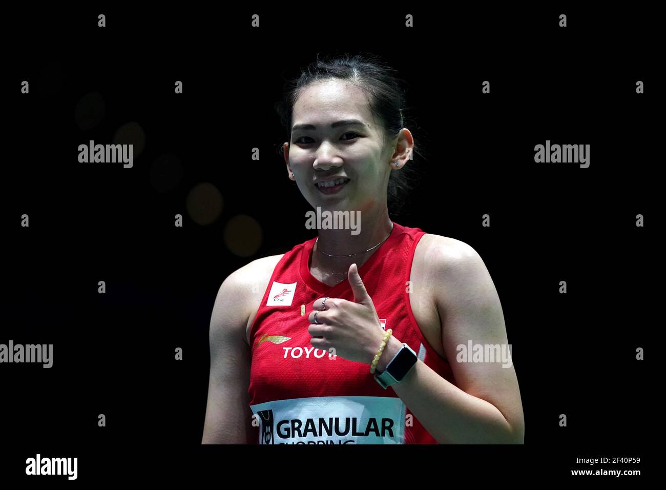 La Thaïlande Pornpawee Chochuwong en action pendant son match contre la Thaïlande Phittayaporn Chaiwan le deuxième jour du YONEX All England Open Badminton Championships à Utilita Arena Birmingham. Date de la photo: Jeudi 18 mars 2021. Banque D'Images