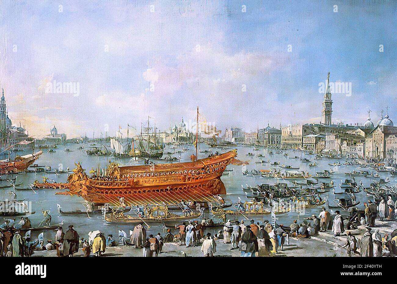 Francesco Guardi- départ Bucentaur vers Venise Lido Ascension jour 1770 Banque D'Images