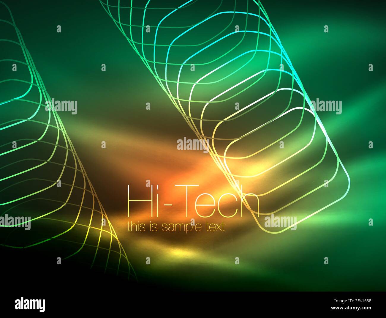 Lumineux néon contours carrés dans l'obscurité. Lumineux néon contours carrés dans la lumière sombre, brillant effet magique, géométrique modèle minimal. Vector illustration Illustration de Vecteur