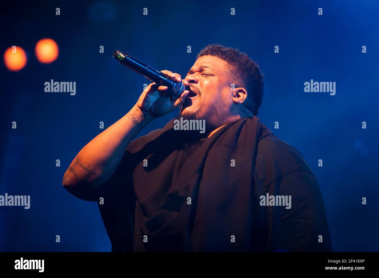 David Jude Jolicoeur de la Soul se produit en direct sur scène le deuxième jour du Camp Beral 2014, Château de Lulworth - Dorset Banque D'Images