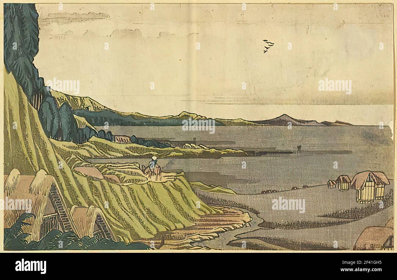 Katsushika Hokusai 葛飾北斎- vue Plage Bas Tide Noboto Coast Gy Otoku Banque D'Images